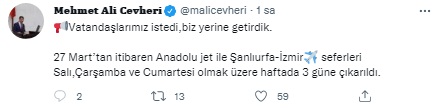 Şanlıurfa – İzmir uçak seferlerine yeni gelişme!