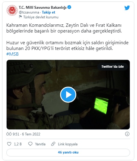 PKK'ya ağır darbe! 20 PKK'lı etkisiz