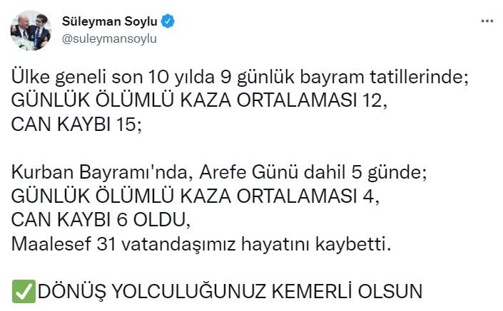 5 günde trafik kazalarında kaç kişi öldü?