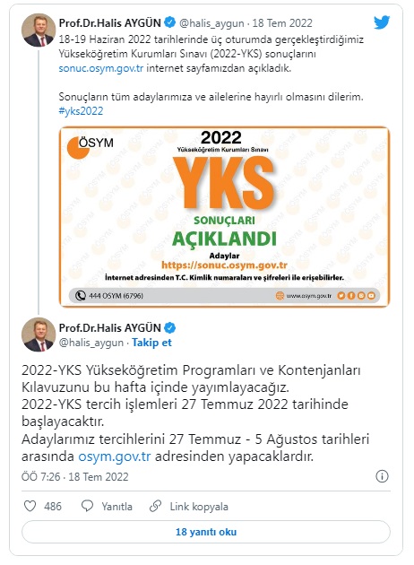 YKS sonuçları açıklandı!