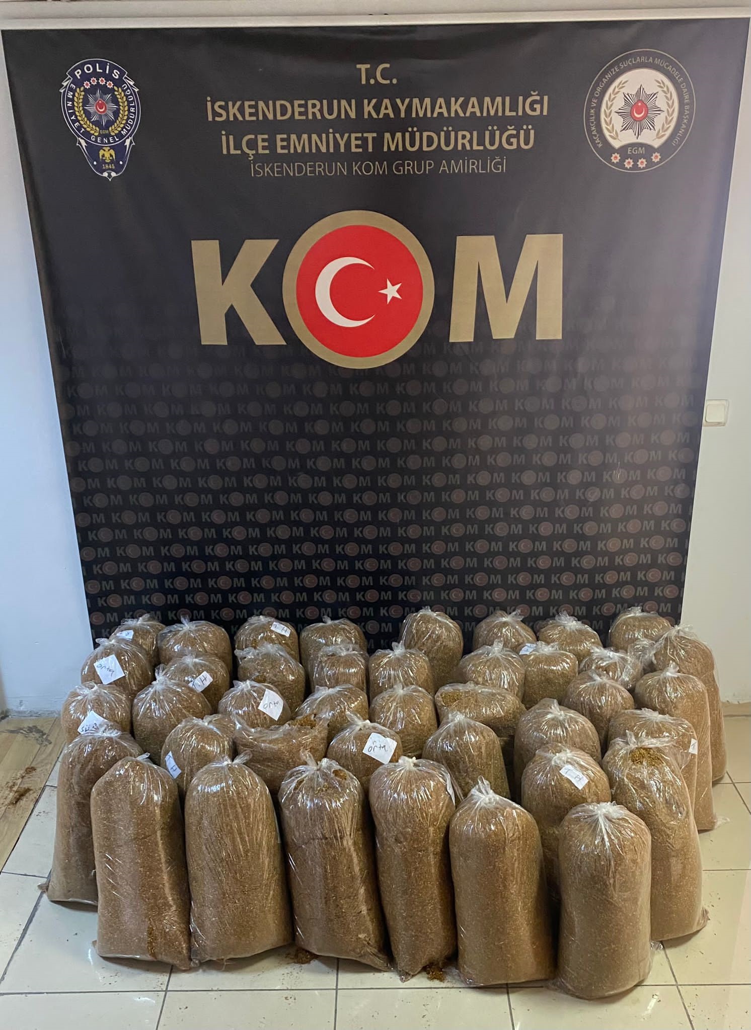 435 kilo kaçak tütün ele geçirildi
