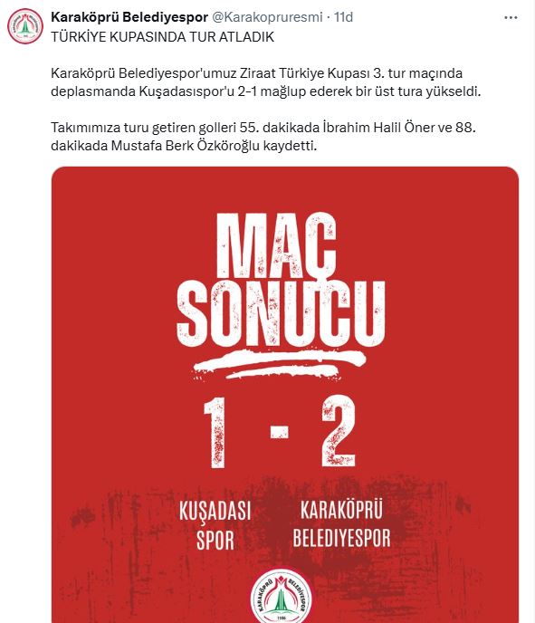 Karaköprü Kupada tur atladı!