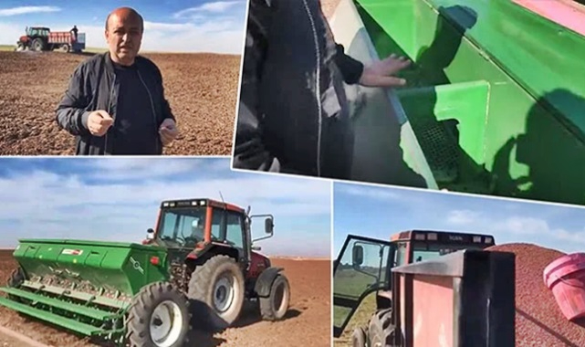 Çiftçi tarlasını gübresiz ekti