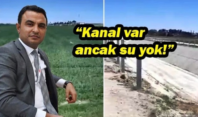 Su kanalının yanındaki arpa kuruyor