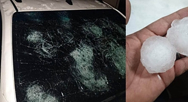 Şiddetli dolu yağışı arazi ve araçlara zarar verdi