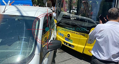 Belediye otobüsü sivil polis aracıyla çarpıştı