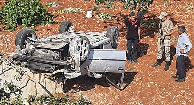 Otomobil fıstık bahçesine uçtu