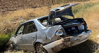 Şarampole yuvarlanan otomobilde 1 kişi yaralandı