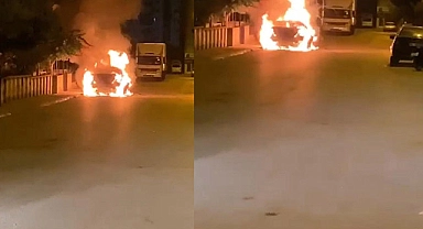 Yanan otomobil kullanılamaz hale geldi