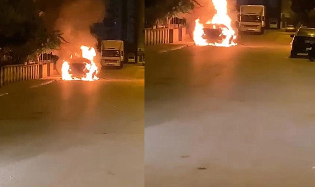 Yanan otomobil kullanılamaz hale geldi