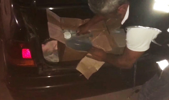 Araçtan sahte alkol çıktı