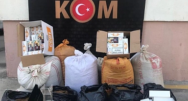 Gümrük kaçağı tütün ve makaron ele geçirildi