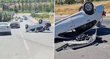 Karaköprü'de otomobil ters döndü! 1 yaralı