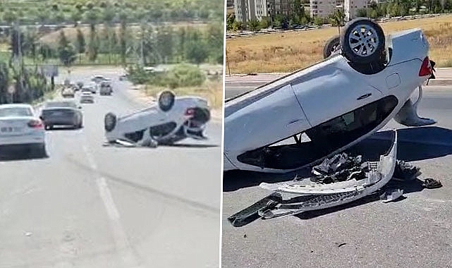 Karaköprü'de otomobil ters döndü! 1 yaralı
