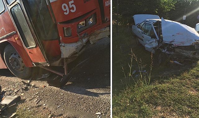 Belediye otobüsü ile otomobil çarpıştı :3 yaralı