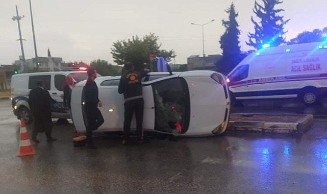 Kontrolden çıkan otomobil takla attı; 2 yaralı