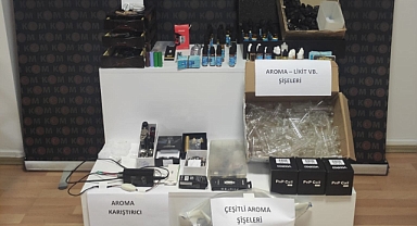 Bin 500 adet elektronik sigara materyali ele geçirildi