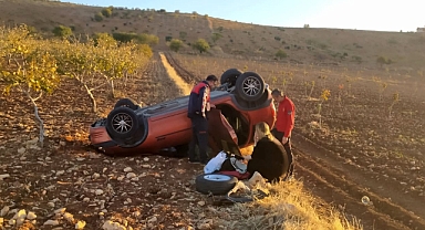 Bozova'da otomobil takla attı!
