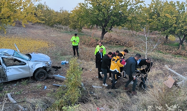 Kontrolden çıkan araç kayısı bahçesine uçtu: 1 yaralı