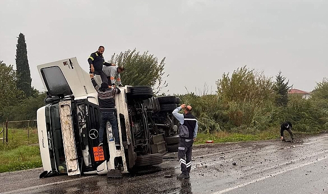 Kontrolden çıkan LPG gazı yüklü tanker devrildi