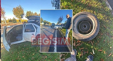 Siverek'te araç orta refüje çarptı!