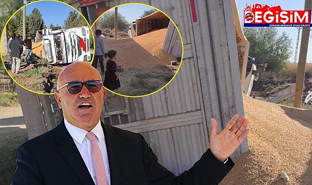 Tahıl yüklü tır devrildi! Tanal yetkililere seslendi