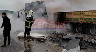 Urfalı şoförün tırı cayır cayır yandı!