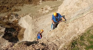 Uçurumda mahsur kalan keçiler iki gün sonra kurtarıldı