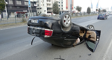 Kontrolden çıkan otomobil takla attı: 1 yaralı