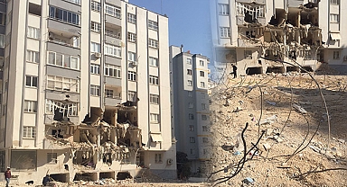 418 kişiye mezar olan bina enkazları görüntülendi