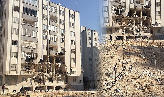 418 kişiye mezar olan bina enkazları görüntülendi