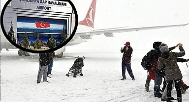Şanlıurfa’da kar yağmasıyla uçak seferleri durduruldu