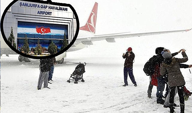 Şanlıurfa’da kar yağmasıyla uçak seferleri durduruldu