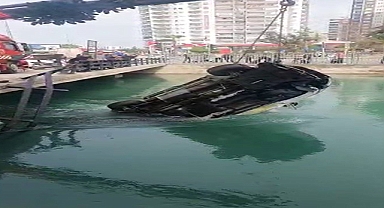 Otomobil sulama kanalına düştü