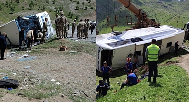 Askeri personel taşıyan otobüs devrildi!