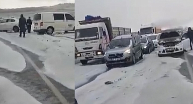 Dolu yağışı yolları beyaza bürüdü, kazaları beraberinde getirdi