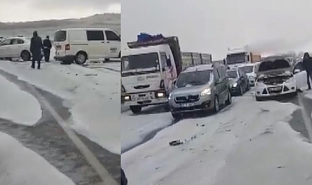Dolu yağışı yolları beyaza bürüdü, kazaları beraberinde getirdi