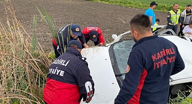 Osmaniye’de otomobil şarampole devrildi!