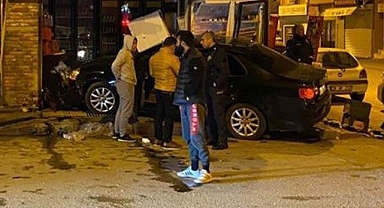 Otomobilin iş yerine girme anı kamerada