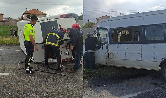 İşçi servisi ile öğrenci servisi çarpıştı