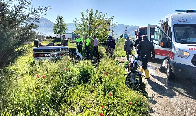 Osmaniye'de otomobil takla attı