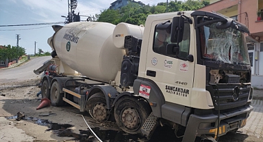 Freni boşalan beton mikserini korkulu anlar yaşattı