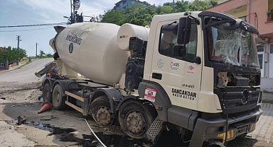 Freni boşalan beton mikserini korkulu anlar yaşattı