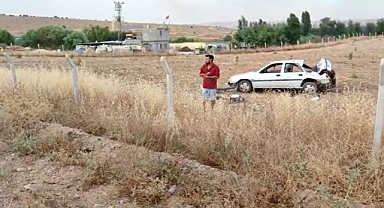 Gaziantep'te otomobil tarlaya uçtu