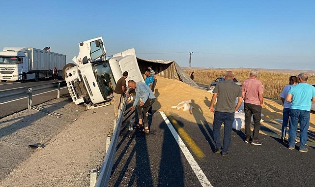 Karayolu arpa tarlasına döndü