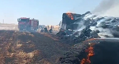 Mardin’de tır ve tonlarca saman balyası cayır cayır yandı