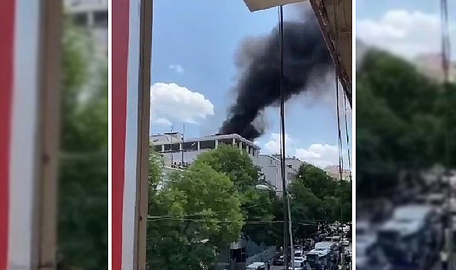Bina çatısı alev alev yandı