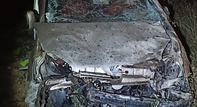 Hafif ticari araç şarampole yuvarlandı