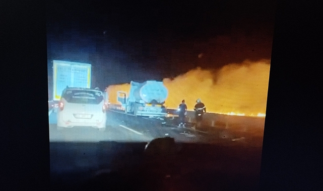 3 aracın çarpıştığı kaza sonrası patlama: 1'i ağır 2 yaralı