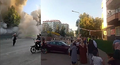 Ağır hasarlı bina çöktü: Mahalleli deprem sanıp kendini dışarı attı